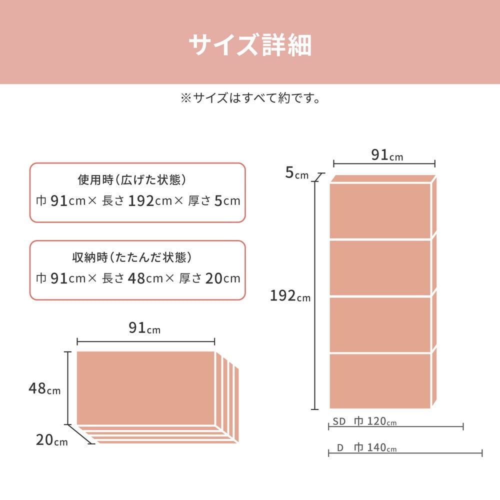 バランスマットレス 約91×192×5cm シングル S 4つ折り 軽量 バランスの良いマットレス ポリエステル ウレタン 敷きマット 寝具マット マットレス寝具 寝具用品 寝室用品 インテリア ウレタンフォーム アイボリー オレンジ イエロー ブルー