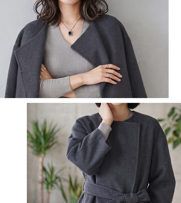 ゆったり ショートコート レディース アウター ハンドメイド 七分丈 コート カーディガン 秋冬 羽織 ダブルフェイス 一枚仕立て ウール 大きいサイズ 大人 ブランド Filomo ギフト プレゼント 7F (08000247r)