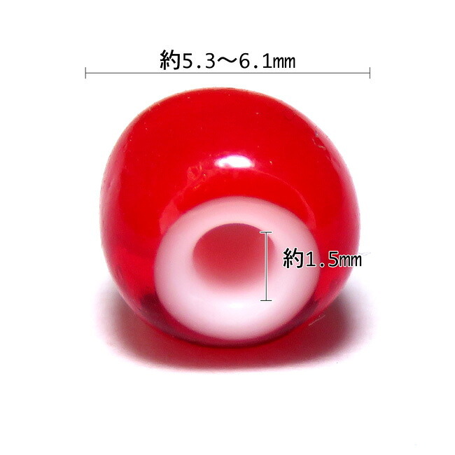 ビーズ 約6mm 100粒 ホワイトハーツ レッド(赤色) ガラス パーツ インディアン ハンドメイド チェコ産 parts92