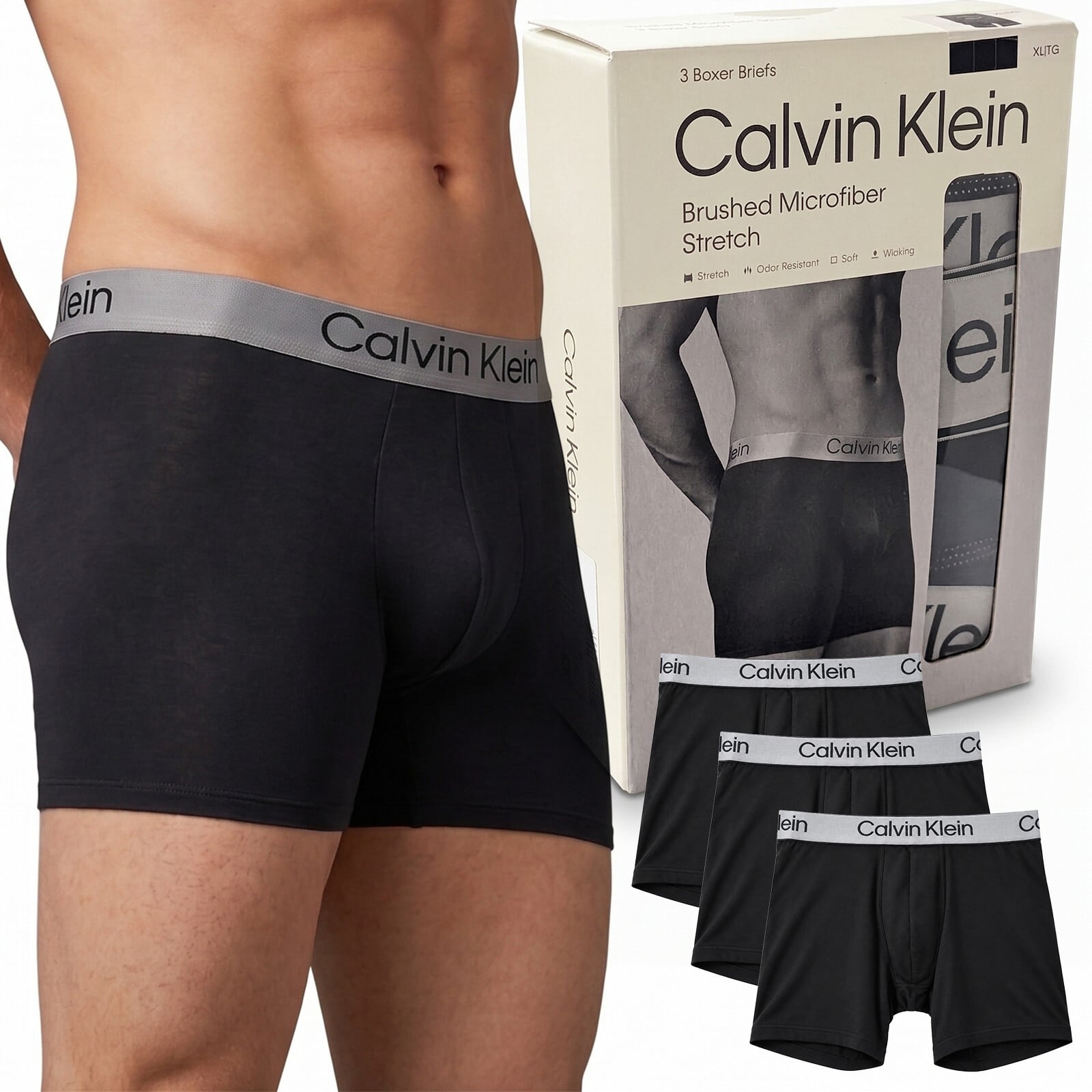 【ラッピング無料】Calvin Klein カルバンクライン ボクサーパンツ 3枚セット NB4124 UB1 ブラック メンズ ボクサーブリーフ マイクロストレッチ S M L XL 下着 アンダーウェア 父の日 誕生日 ギフト プレゼント クリスマス