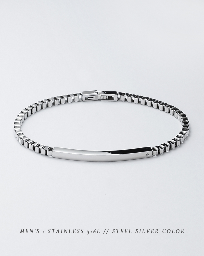 ペアブレスレット つけっぱなし 刻印 ステンレス 金属アレルギー ブランド 大人 ダイヤモンド シンプル IDプレート ボックスチェーン 金アレ サージカルステンレス 2本セット クリスマス 誕生日 記念日 プレゼント テラグラティア Terra-gratia PairBracelet【lstb015pair】