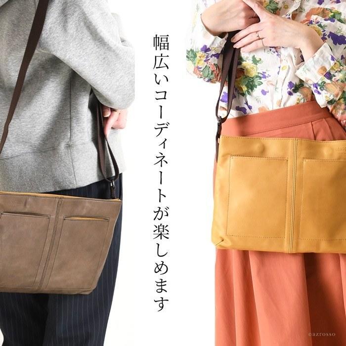 軽量 サコッシュ ショルダーバッグ 本革 レザー バッグ 日本製 コンパクト 薄マチ レディース