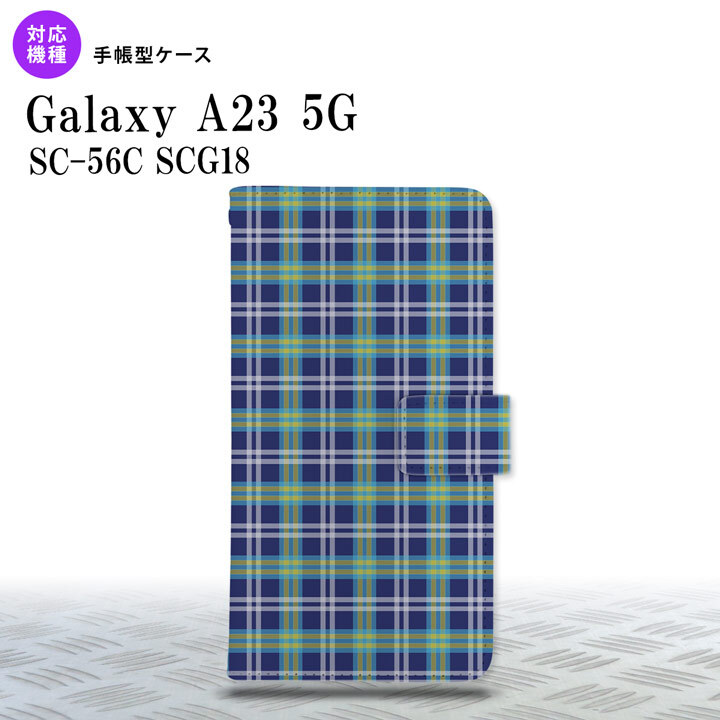 Galaxy A23 GalaxyA23 手帳型スマホケース カバー チェック 青 2022年 10月発売 nk-004s-a23-dr438