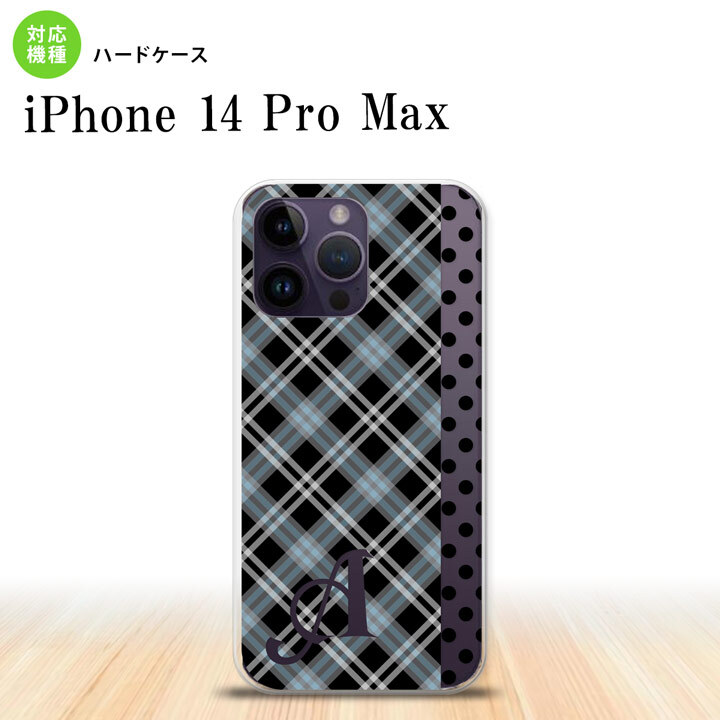 iPhone14 ProMax iPhone14 Pro Max スマホケース 背面ケース ハードケース タータン ドット 黒 +アルファベット 2022年 9月発売 nk-i14pm-1535i