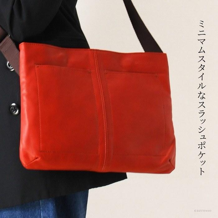 軽量 サコッシュ ショルダーバッグ 本革 レザー バッグ 日本製 コンパクト 薄マチ レディース