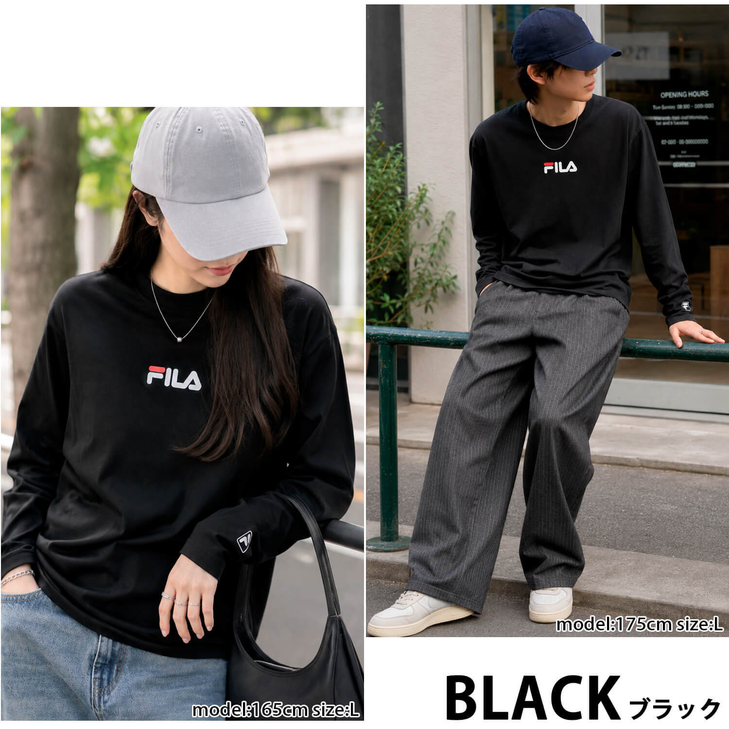  FILA フィラ Tシャツ メンズ 長袖 クルーネック 丸首 カットソー ロンT ブランド ロゴ プリント 無地 シンプル 綿混 おしゃれ  ゆったり 大きいサイズ  M L LL 3L 黒 白 紺 中学生 高校生 karlas