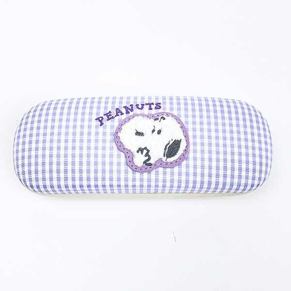 スヌーピー メガネケース パープル サガラワッペンチェック SNOOPY