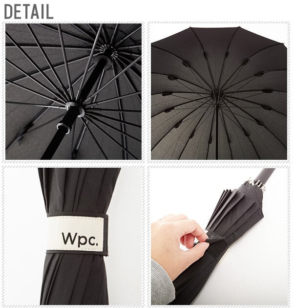 傘 wpc ワールドパーティー ブランド メンズ レディース 16本骨 60cm 晴雨兼用 ロング 大きい 長傘 雨傘 UV カット 紫外線 対策 16本 手開き  w.p.c 無地 シンプル ボーダー カモフラージュ 黒 ネイビー グレー カーキ かさ WPC