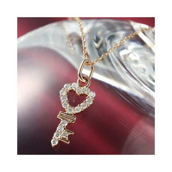 ネックレス レディース K10 PG ピンクゴールド 0.2ct ダイヤモンド キー 鍵 モチーフ ペンダント 10金 天然石 ダイヤ ジュエリー アクセサリー 誕生日 プレゼント 記念日 贈り物