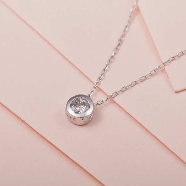 ダイヤモンド ネックレス K18WG 0.1ct フクリン ペンダント 18金 ホワイトゴールド 一粒 ダイヤ シンプル アクセサリー レディース ジュエリー ギフト プレゼント 贈り物