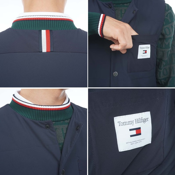 トミーヒルフィガー ゴルフ メンズ ノーカラー 中綿ベスト TOMMY HILFIGER THMA674 2026年秋冬モデル お誕生日祝い お祝い 記念品 お父さん 父の日 彼氏 男性 30代 40代 50代 60代  還暦祝い 敬老の日 人気プレゼント プレゼント