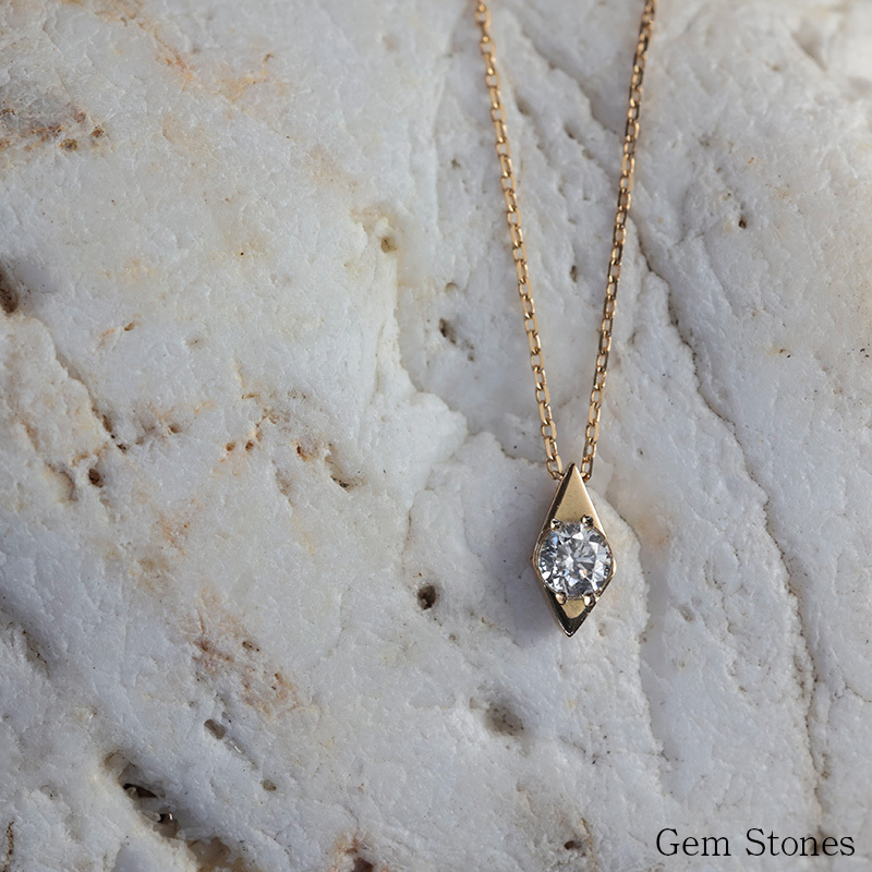 Gem Stones】 18金 ダイヤモンド 0.15ct 菱形 ネックレス ゴールド 