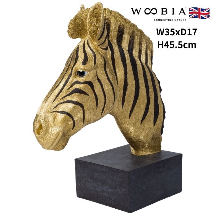 置物 シマウマのオブジェ 馬 高さ45.5cm 金色 ゴールド 縁起物 豪華 