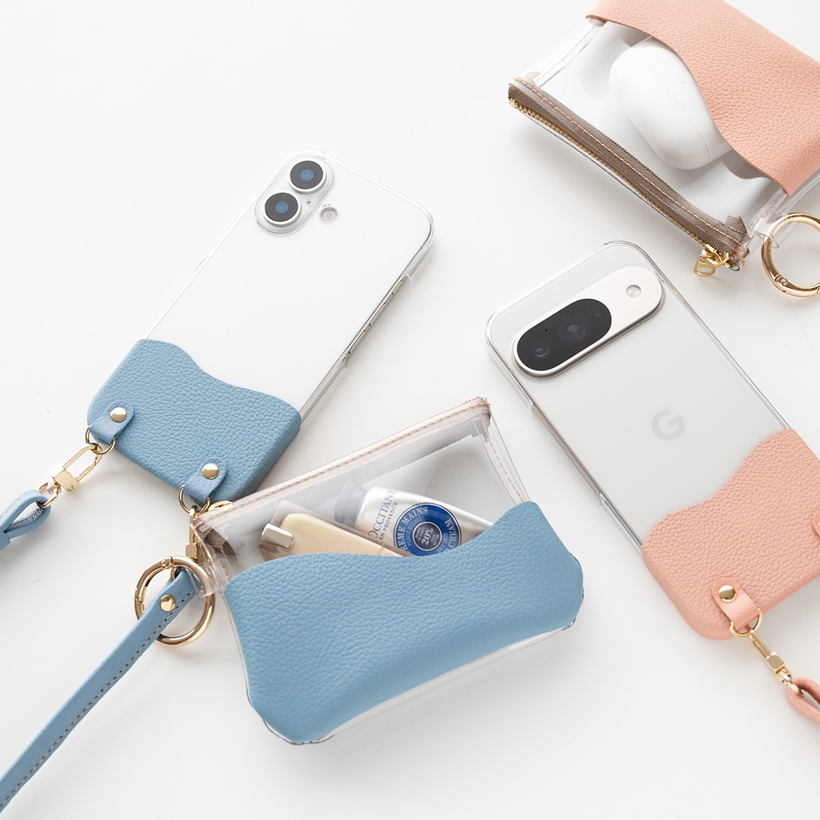 福袋 全機種対応 スマホケース 【 ちょいまる シュリンクレザー ストラップ リング付クリアポーチセット 】 スマホショルダー ポーチ 推し活