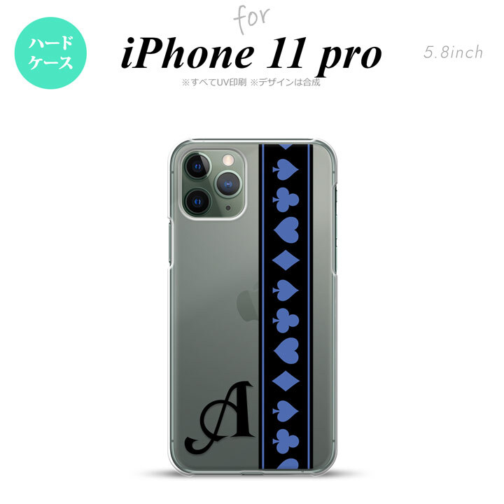 iPhone11Pro iPhone11 Pro スマホケース ハードケース トランプ 帯 黒 青 +アルファベット メンズ レディース nk-i11p-525i