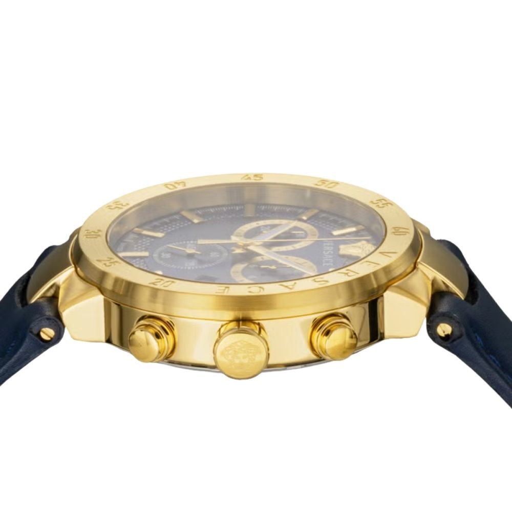 ヴェルサーチ 腕時計 メンズ アーバンミスティーク 1本限り クロノグラフ ブルー ネイビー ゴールド レザー 44mm VERSACE URBAN MYSTIQUE スイス製 サファイアガラス プレゼント ギフト 成人 卒業 入学