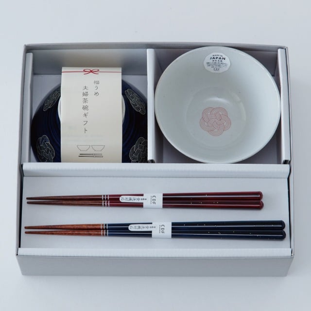 【公式】福うめ 夫婦茶碗 ギフトセット ギフトラッピング込み 日本製 波佐見焼 食器セット 夫婦茶碗 磁器 夫婦箸 天然木 食洗機対応 電子レンジ対応 CDF etendue CDFエタンデュ ビスク
