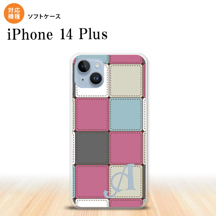 iPhone14 plsu iPhone14 plsu スマホケース 背面ケースソフトケース パッチワーク ミックスB ピンク +アルファベット 2022年 10月発売 nk-i14pl-tp1672i