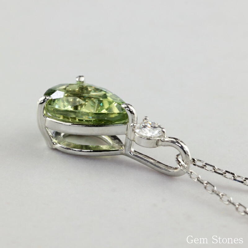  グリーンサファイア 　１．４５８ct 　ダイヤモンド　ネックレス 　ペンダント プラチナネックレス Pt900　ネックレス レディース 一粒ネックレス  誕生石 シンプル Drops