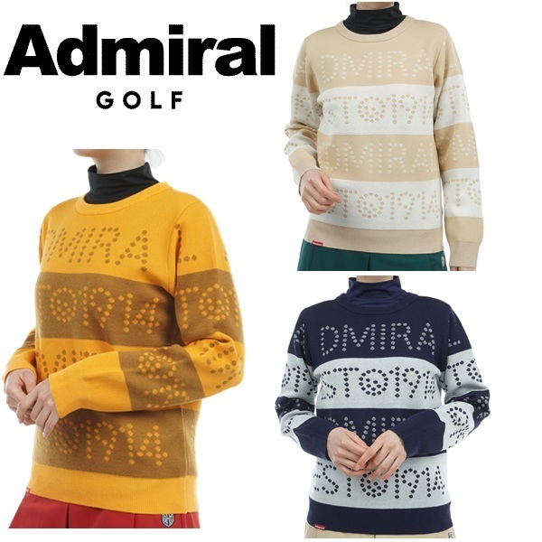 アドミラル ゴルフ レディース ゴルフ＆ロゴボーダー クルーセーター ADMIRAL ADLA464 秋冬モデル お誕生日祝い お祝い 記念品 30代 40代 50代 60代 母の日 お母さん 還暦祝い 敬老の日 彼女 人気プレゼント プレゼント