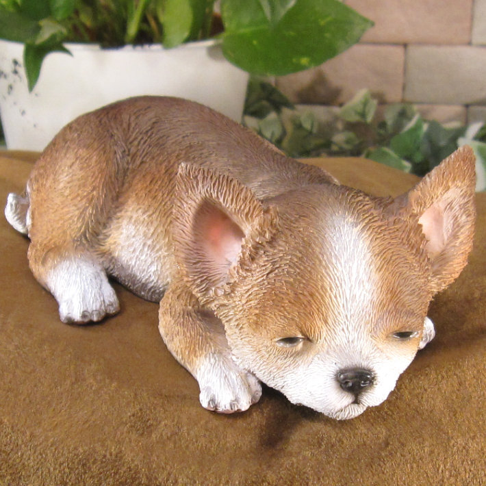犬　置物 リアル　ウトウト・ねむねむ　チワワ　いぬ　動物オブジェ　ガーデン　オーナメント　店舗　カウンター　装飾　オブジェ　インテリア　玄関先　庭　犬好きさん人気ギフト　動物人気ギフト　クリスマスプレゼント　お誕生日祝い　母の日人気　父の日人気　敬老の日人気