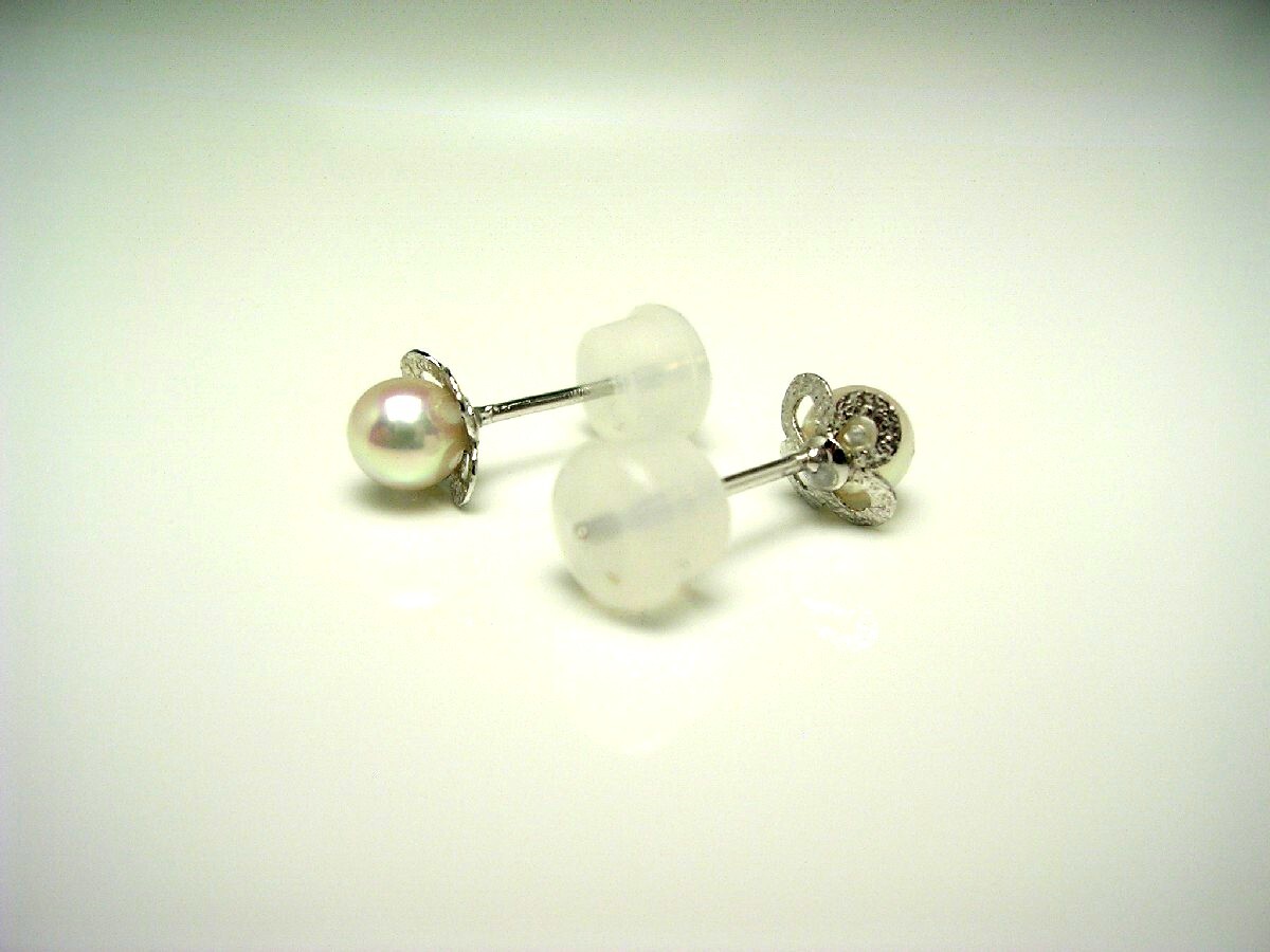 真珠 ピアス パール アコヤ真珠 スタッド 4.0-4.5mm ホワイトピンク 