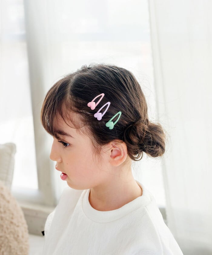 ヘアピン 通販 Rora パッチン留め 子供用 キッズ ヘアアクセサリー ヘアクリップ スリーピン 前髪クリップ パステルカラー ハートモチーフ ミニサイズ 髪飾り 髪留め 女の子 子ども ヘアアレンジ