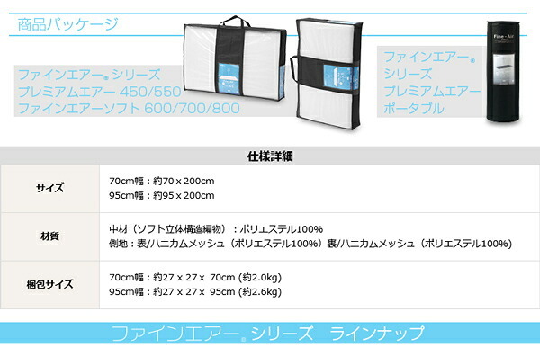 マットレス 日本製 ファインエアー R シリーズ プレミアムエアー ポータブル95cm幅 シングル用 高反発 マット プレゼント 床ずれ防止 布団 用 軽い 水洗い 洗える オールシーズ コンパクト 昼寝 車中泊 アウトドア 寝具マットレス 新生活