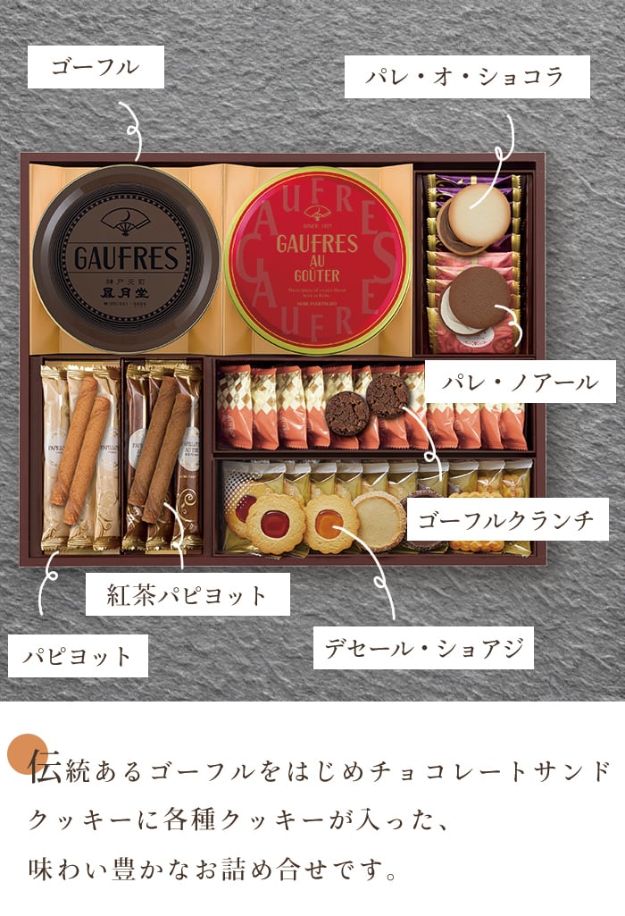 神戸風月堂 ゴーフルセット 62個 AG50A ギフト お菓子 洋菓子 焼き菓子 クッキー お祝い 内祝い お礼 結婚祝 出産祝 結婚内祝 出産内祝 快気祝 新築祝 退職祝 お供え 法要 手土産品 プレゼント 贈り物 お返し 法事 職場 熨斗 個包装 詰め合わせ 菓子折り ラッピング