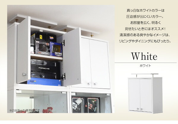 収納家具 ラック コレクション 浅型ハイタイプ専用上置き Luke ルーク 2色対応 収納棚 上置き すき間収納 隠す収納 壁面収納 天井 つっぱり 転倒防止 耐震対策 可動棚 2段 単品 木製 リビング シンプル スリム おしゃれ