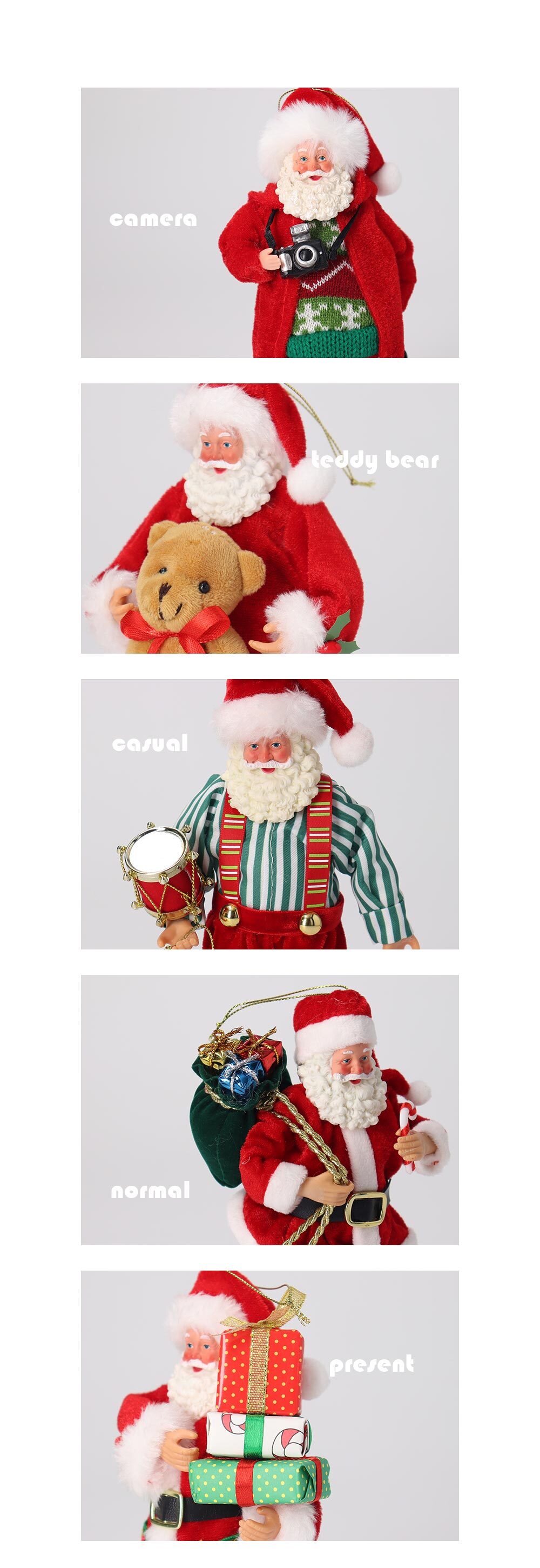 クリスマス 飾り サンタクロース オーナメント オーソドックス 吊り下げ 人形 軽量 テディベア かわいい ギフト プレゼント