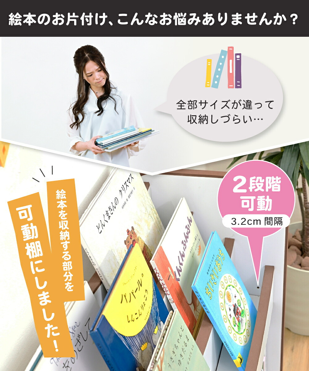 絵本ラック ロータイプ おもちゃ箱 本棚 こども 子供用シェルフ 表紙が見える  絵本棚 こども用本棚 おもちゃ収納 整理箱 おもちゃラック 幅60