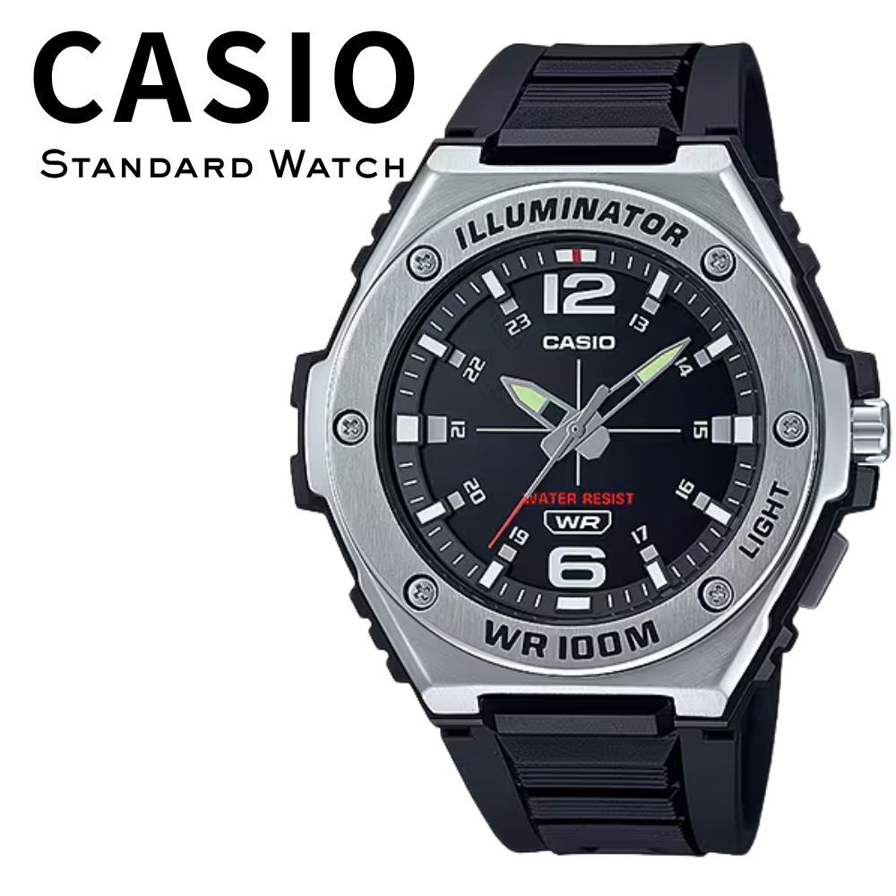 箱なし カシオ 腕時計 メンズ CASIO ブラック シルバー アナログ 100m防水 LEDライト スポーツ 50mm 大きめ 軽量 海外モデル 逆輸入 カジュアル アウトドア 誕生日 プレゼント ギフト 成人 卒業 入学