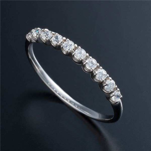 K10ホワイトゴールド ダイヤモンド リング 21号 指輪 ハーフエタニティ 0.2ct 10石 10金 WG 華奢 重ね付け シンプル 上品 結婚記念日 誕生日 クリスマス ギフト