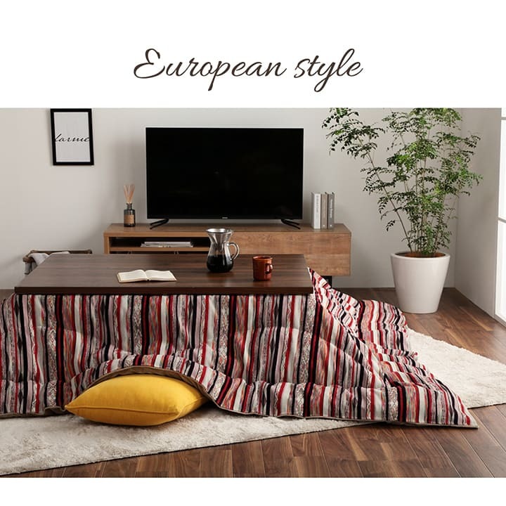 こたつ布団 長方形 日本製 シェニール ストライプ調 カラフル エスニック 約200×290cm エスニック柄の日本製こたつ布団 ポリエステル 綿 フランネル こたつ掛布団 こたつふとん コタツ掛け布団 コタツ掛布団 こたつ用品 冬用 冬物 寝具 手洗い
