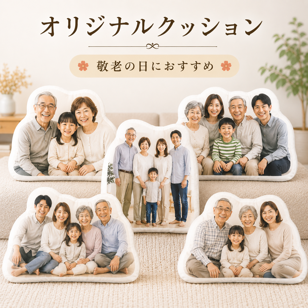 祖父母 誕生日プレゼント おじいちゃん おばあちゃん オリジナルクッション 写真入りクッション 家族写真 孫の写真 オーダーメイド ギフト 贈り物 誕生日祝い 敬老の日 祖父 誕生日 祖母 誕生日 夫婦 ペアギフト 感謝の気持ち 長寿祝い 還暦祝い 古希祝い 喜寿祝い 米寿祝い 金婚式 結婚記念日 孫からのプレゼント 記念品 世界に一つだけ サプライズ 家族の思い出 インテリア クッションギフト用