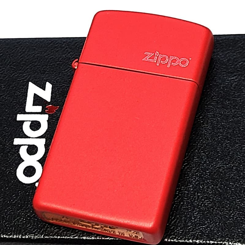 ZIPPO スリム型 ライター マットレッド ジッポーロゴ おしゃれ 艶消し ギフト シンプル 赤 可愛い レディース プレゼント メンズ