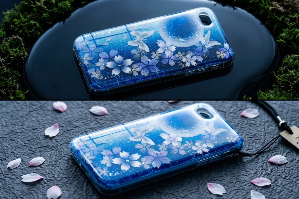 【全機種対応】スマホケース『雨』名入れ 送料無料 和柄 和風 桜 職人 伝統工芸 ハンドメイド ハードケース 手帳型 iPhone 17 Xperia AQUOS Android 各機種対応