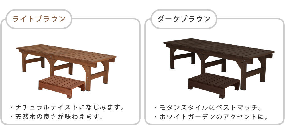ウッドデッキ ユニット縁台ベンチ hiyori ひより ステップセット 幅155・奥行55 ウッドデッキ 簡単組立 縁側 DIY 木製 天然木 庭 ベランダ マンション おしゃれ ガーデン 屋外 家具 ブラウン ダークブラウン アウトドアリビング ベンチ
