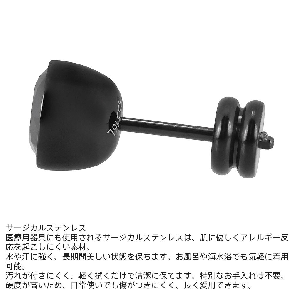 ライオンハート ブラックキュービックジルコニア シングル スタッドピアス ブラック 黒 サージカルステンレス 金属アレルギー対応 片耳用 1点売り メンズ ブランド