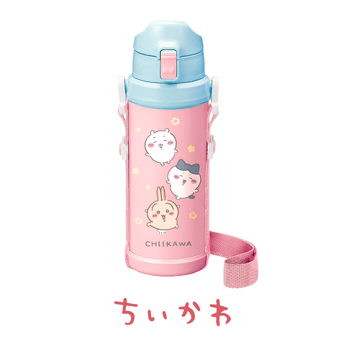 水筒 キッズ ちいかわ 保冷 軽量 800ml 直飲み ステンレスボトル ワンタッチ 子供 女の子 小学生 キャラクター キッズボトル かわいい 肩掛け ショルダー ストラップ付き ハチワレ うさぎ ピンク ブルー 魔法瓶 通園 通学 大きい ドリンクボトル 幼稚園 学校 斜めがけ 軽い