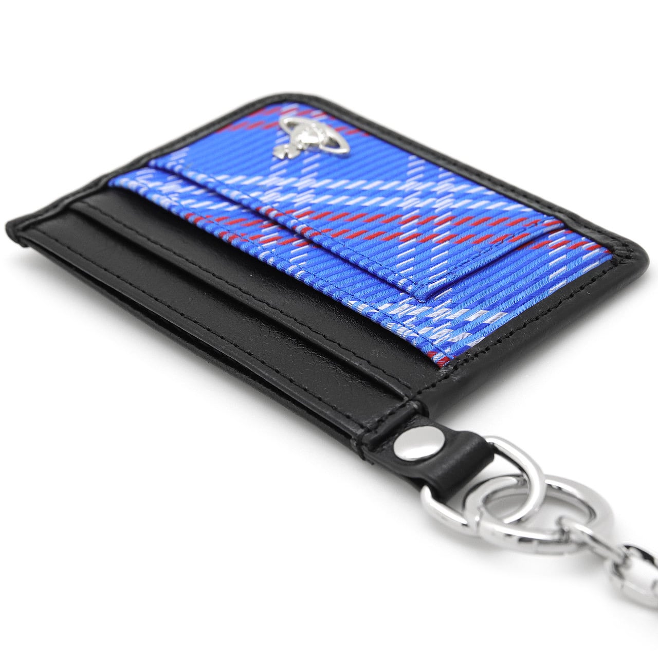 ヴィヴィアンウエストウッド ICカードケース チェーン付き 薄型 メンズ 男性用 カードホルダー カード入れ Vivienne Westwood ヴィヴィアン チェック ブルー VW4301 (5403000RU-C00A8-K204) 【2026年秋冬モデル】 【ラッピング無料 誕生日 お祝い プレゼント ギフト 贈り物】