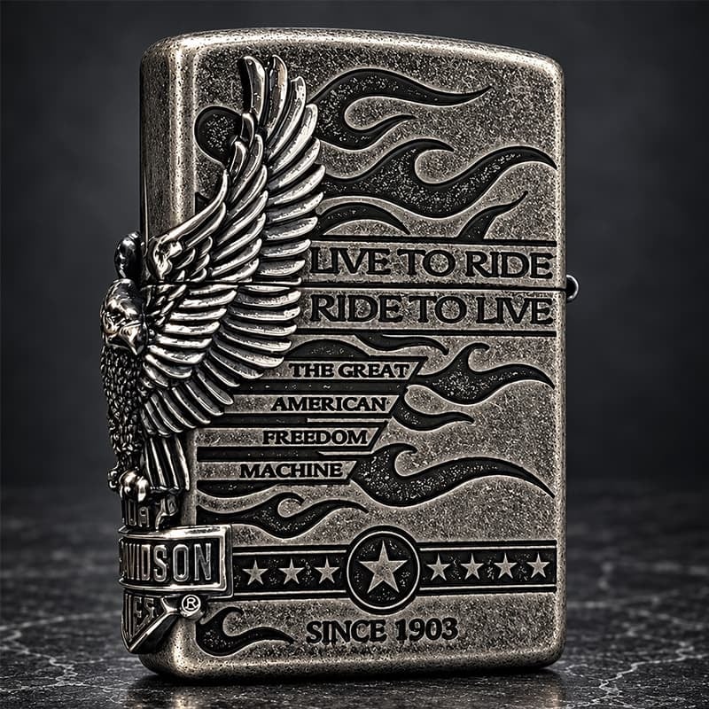 ZIPPO ハーレー ダビッドソン ジッポ ライター アンティークシルバー 銀古美 3面大型メタル 鷲 HARLEY-DAVIDSON 日本国内限定モデル かっこいい メンズ ギフト