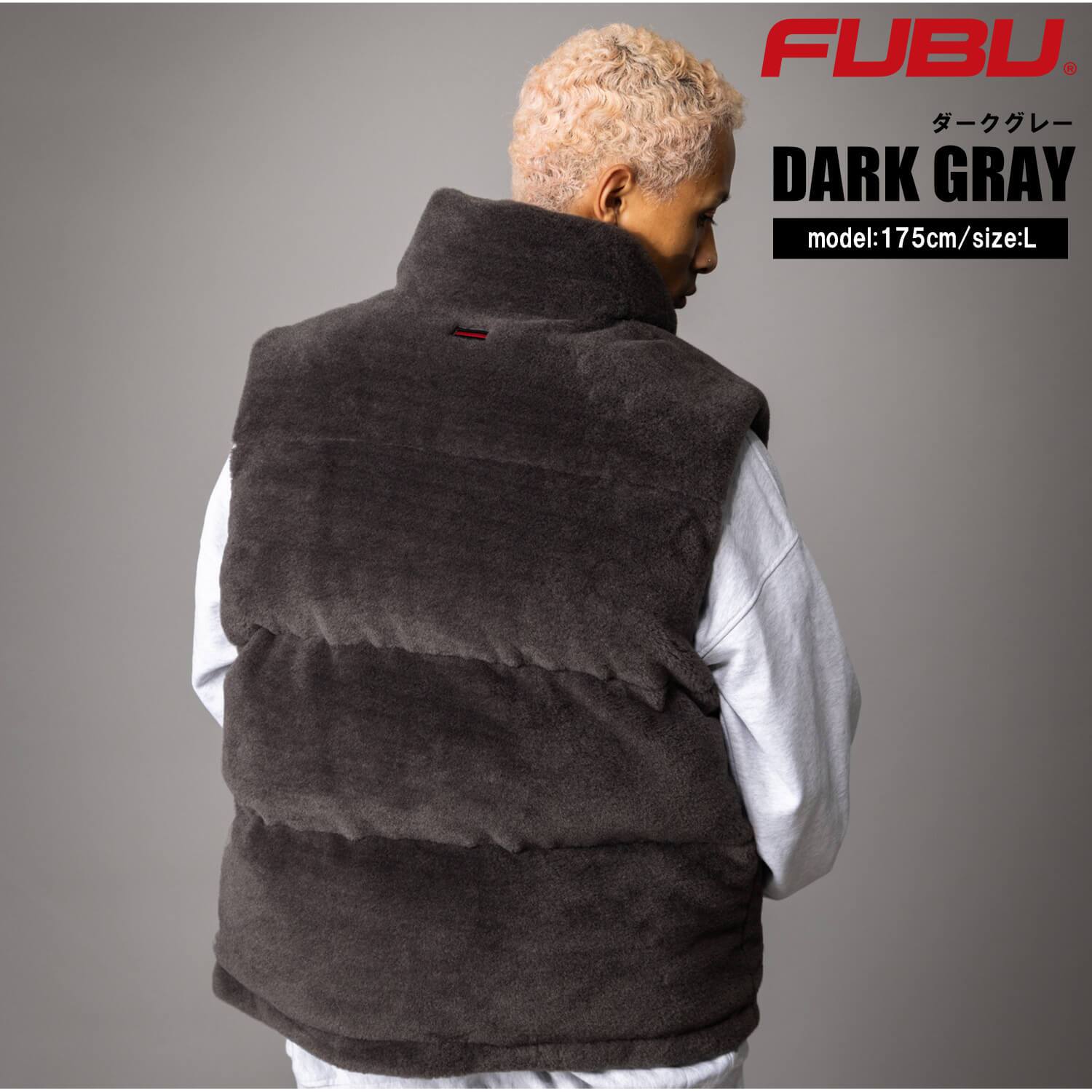 FUBU フブ 中綿ベスト メンズ フェイクファー パファー ダブルジップ エコダウン アウター ストリート あったか 防寒 保温 ヒップホップ ダンス オーバーサイズ ビッグシルエット 秋冬 M L XL XXL 大きいサイズ レディース fam-62306 2026FW karlas