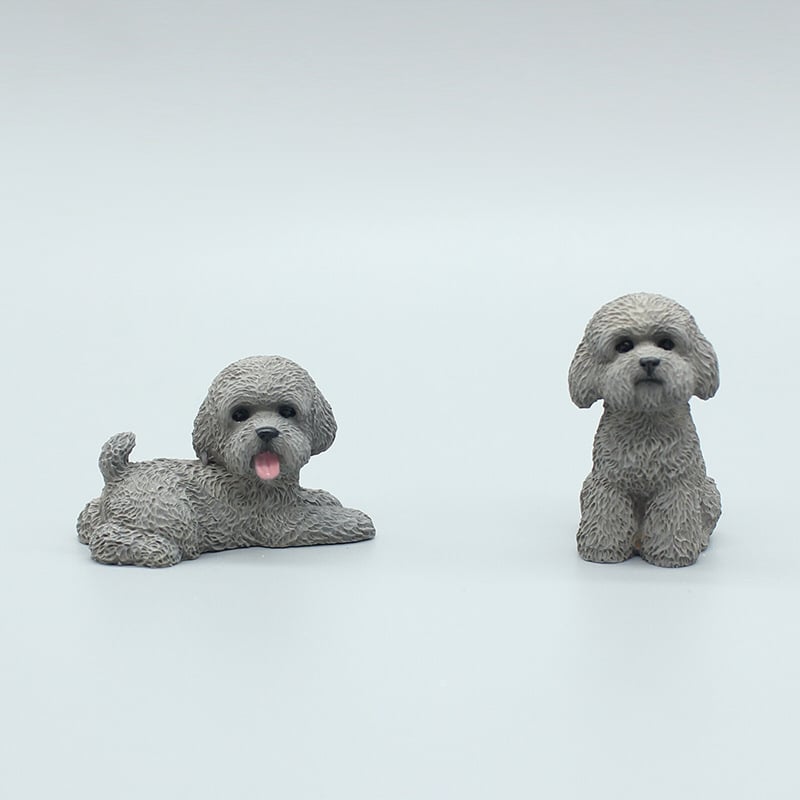 犬 置物 2個セット ミニチュア トイプードル テディ オブジェ 樹脂製 かわいい アニマル 車載 インテリア ダッシュボード 卓上 飾り 小型 デコレーション 雑貨 プレゼント