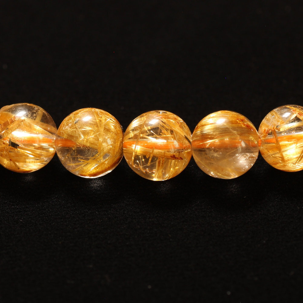 天然石ブレスレット【黄金色の存在感】8mm 太陽放射ルチルクォーツ 艶感 一点物【GHB195】浄化発送 京海堂