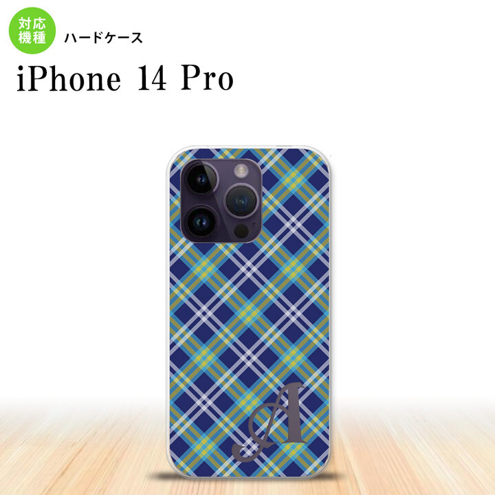 iPhone14 Pro iPhone14 Pro スマホケース 背面ケース ハードケース チェック A 青 +アルファベット 2022年 9月発売 nk-i14p-437i