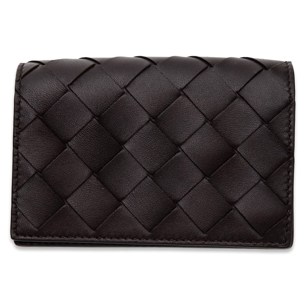 ボッテガヴェネタ BOTTEGA VENETA 名刺入れ カードケース イントレチャート フォンダン ブラウン 茶 メンズ レディース 本革 レザー スナップボタン ビジネス 593115 V3UH2 2132 ゴールド金具