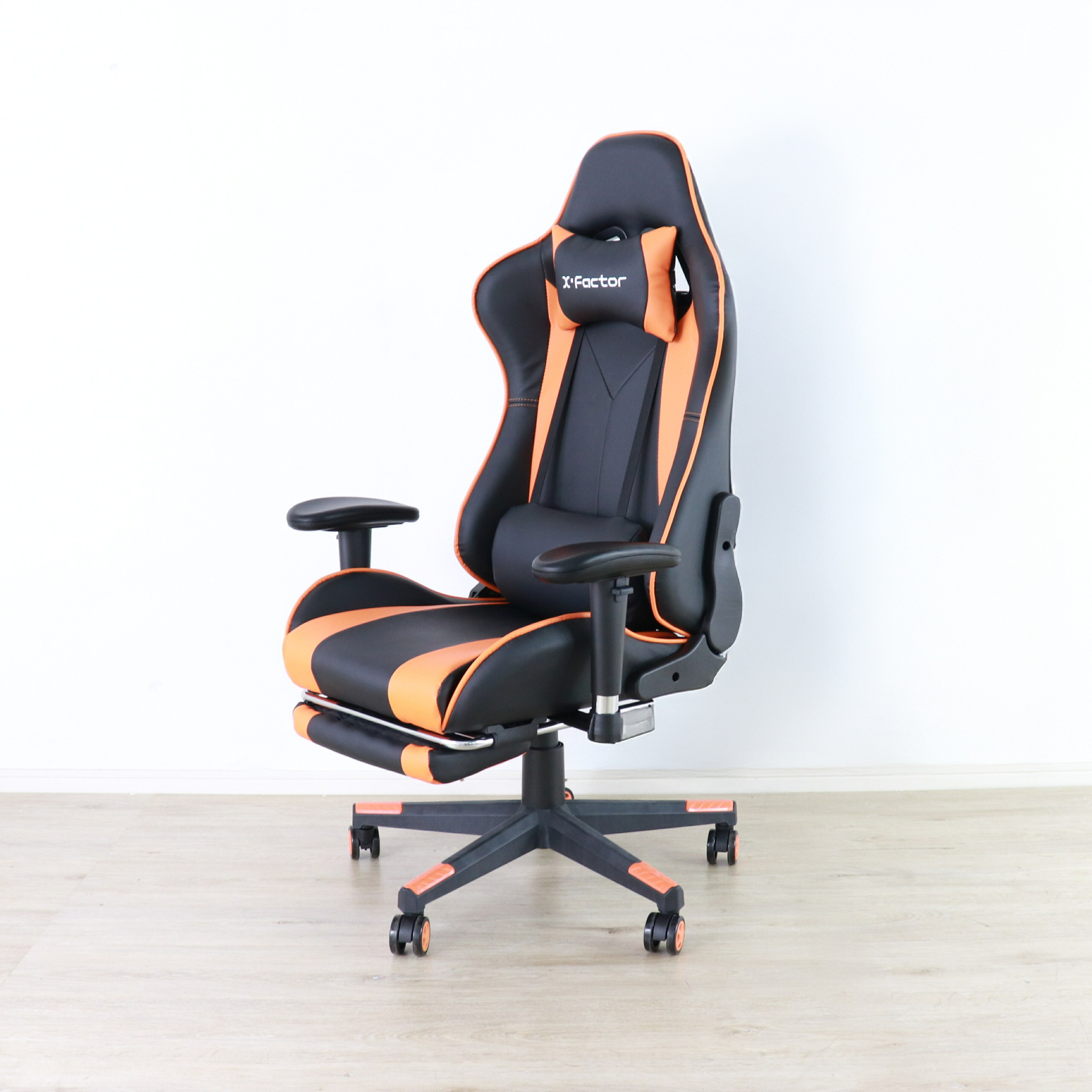 ゲーミングチェア 高さ調節 フットレスト付き グレー・ホワイト・オレンジ W70xD65xH123-133cm座面高44-54cm デスクチェア オフィスチェア パソコンチェア フットレスト グレイ ホワイト オレンジ おしゃれ 新生活