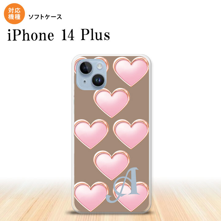 iPhone14 plsu iPhone14 plsu スマホケース 背面ケースソフトケース ハート C 茶 +アルファベット 2022年 10月発売 nk-i14pl-tp176i